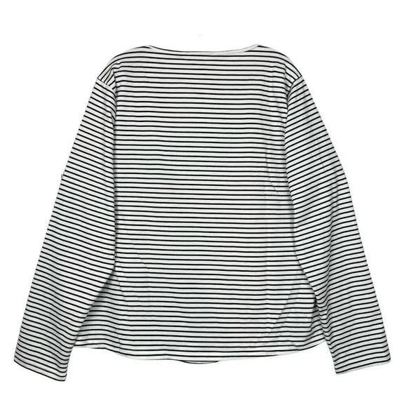 Savanna Jane 1X Striped Embroidered Multicolor Red Lips Mouth Long Sleeve V-Neck - Picture 3 of 5